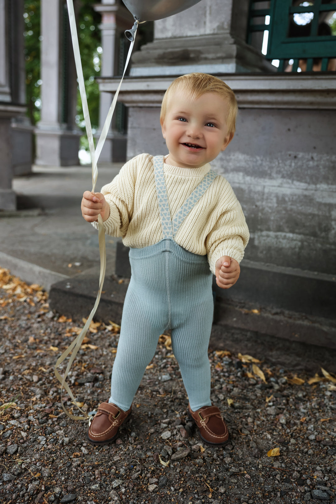 Silly Silas® | Classic strømpebukse med seler – Misty Blue Patterned