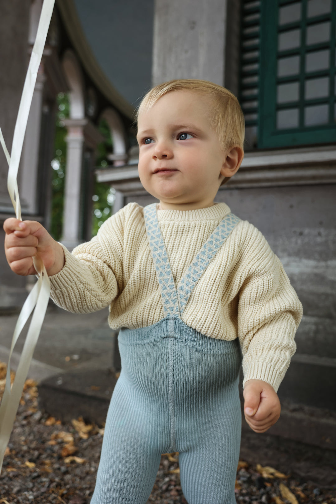 Silly Silas® | Classic strømpebukse med seler – Misty Blue Patterned