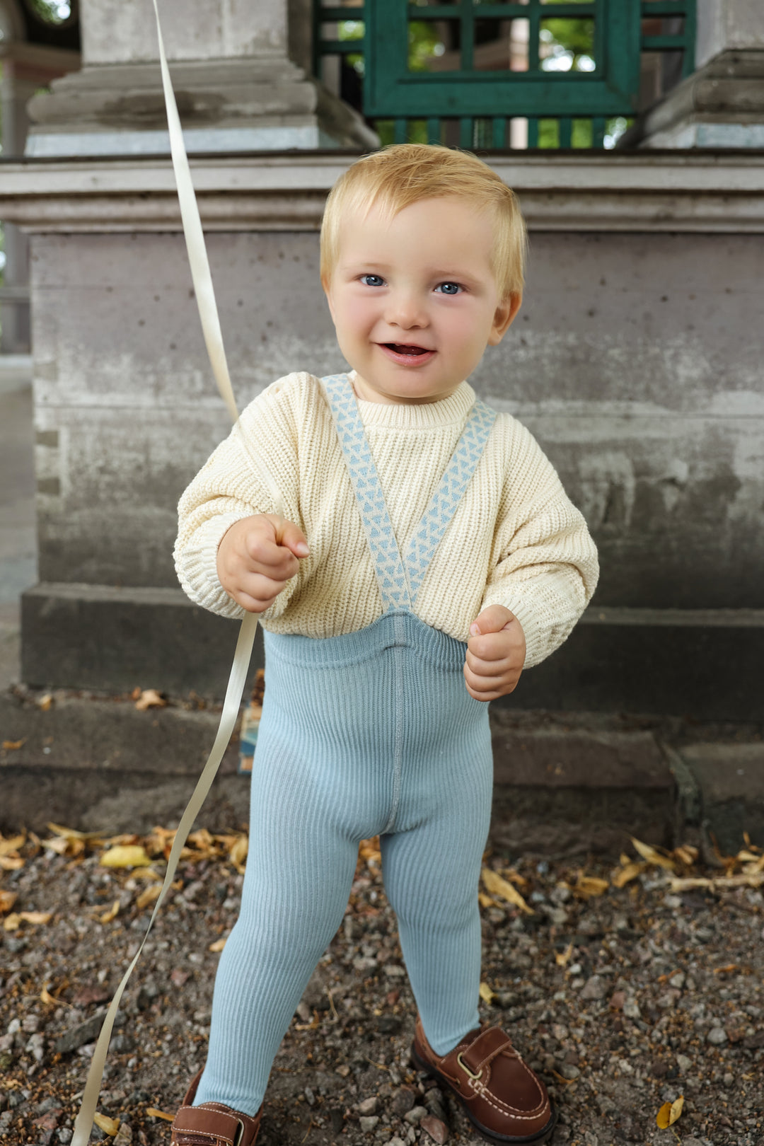 Silly Silas® | Classic strømpebukse med seler – Misty Blue Patterned