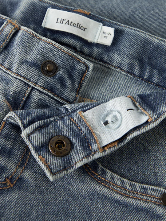 Lil' Atelier Mini SALLI SLIM BOOT JEANS - Medium Blue Denim - Torgunns Barneklær AS