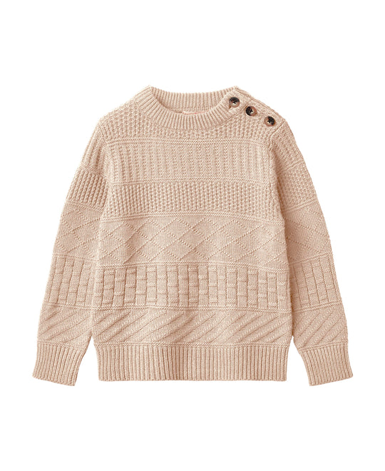 FLIINK NOVA KNIT PATTERN PULLOVER - SANDSHELL