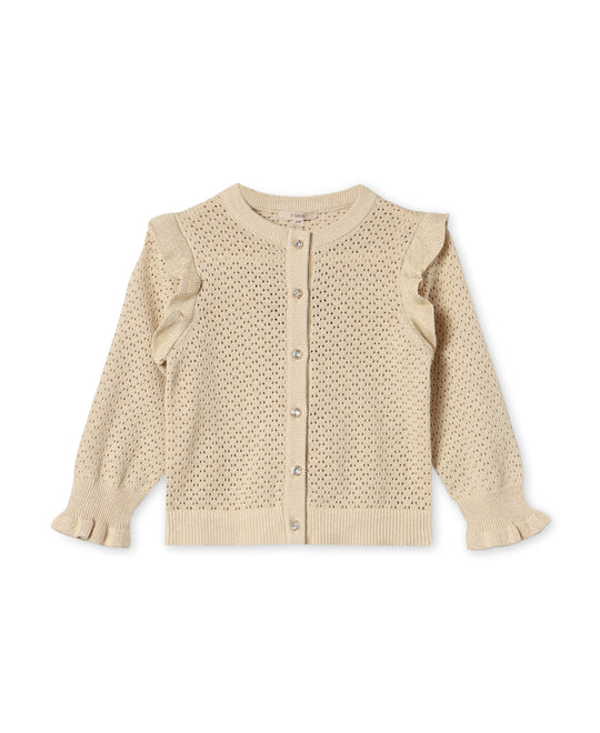 FLIINK BLING GLITTER LS CARDIGAN - SANDSHELL