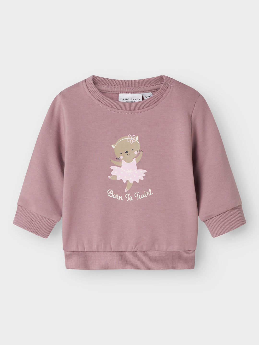 name it baby VRILLIE LS SWEAT - Elderberry | Cat Ballerina