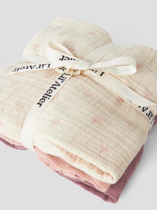 Lil' Atelier Baby FERGIE 3 PK NAPPIES - Turtledove | NOSTALGIA ROSE/CAMEO ROSE - Torgunns Barneklær AS