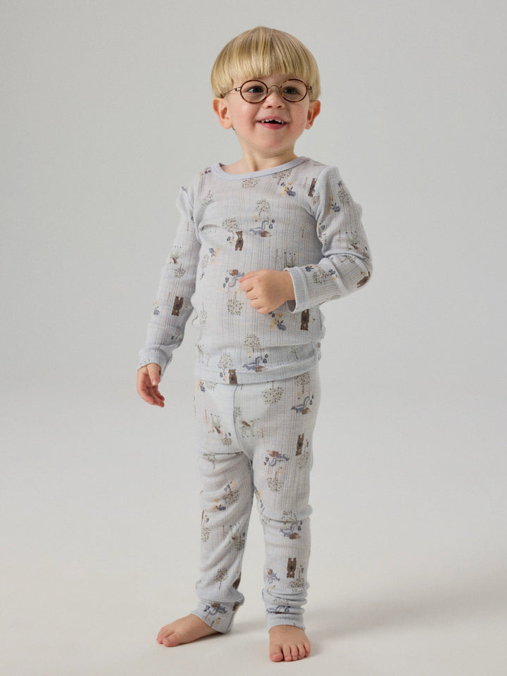 name it mini WANG Ull Legging - Arctic Ice | Forest Animals