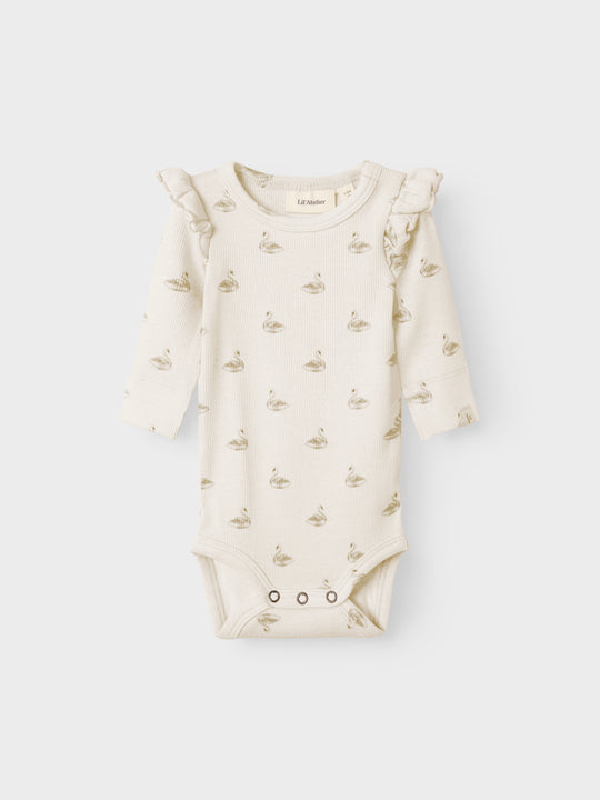 Lil' Atelier Baby GAVO EKO LS SLIM BODY NOOS - Pastel Parchment | SWAN - Torgunns Barneklær AS