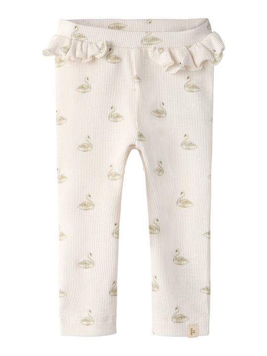 Lil' Atelier Baby GAVO EFI SLIM LEGGING NOOS - Pastel Parchment | SWAN - Torgunns Barneklær AS