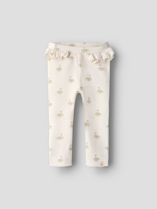 Lil' Atelier Baby GAVO EFI SLIM LEGGING NOOS - Pastel Parchment | SWAN - Torgunns Barneklær AS