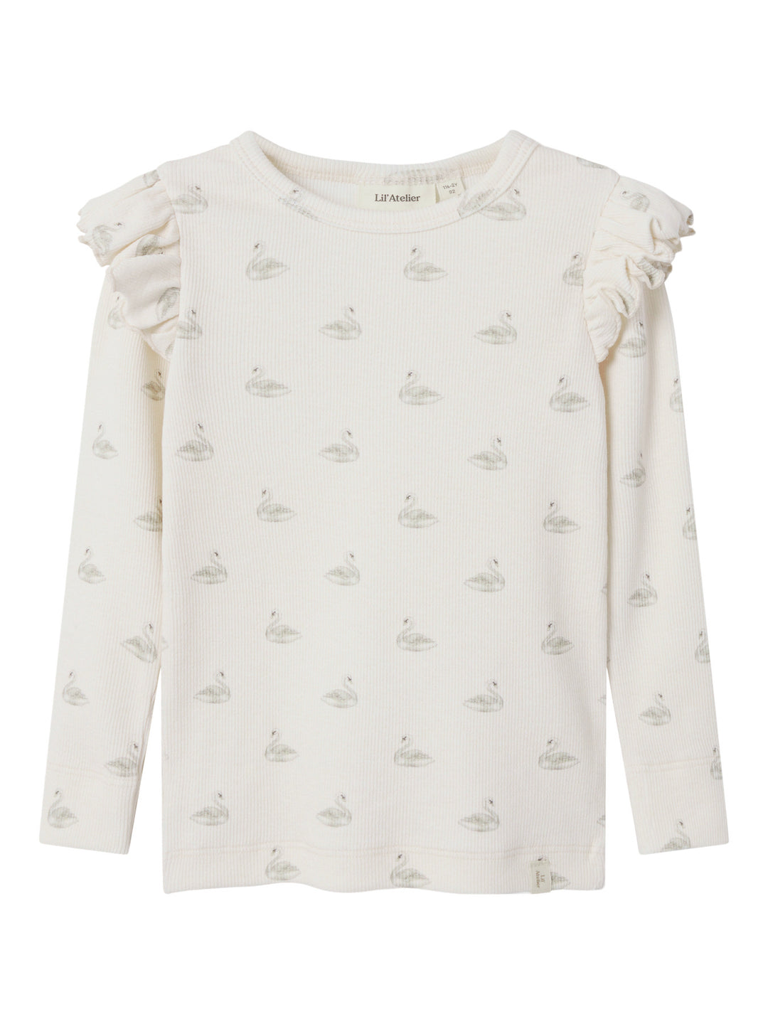 Lil' Atelier Mini GAVO EKO LS SLIM TOP NOOS - Pastel Parchment | SWAN - Torgunns Barneklær AS