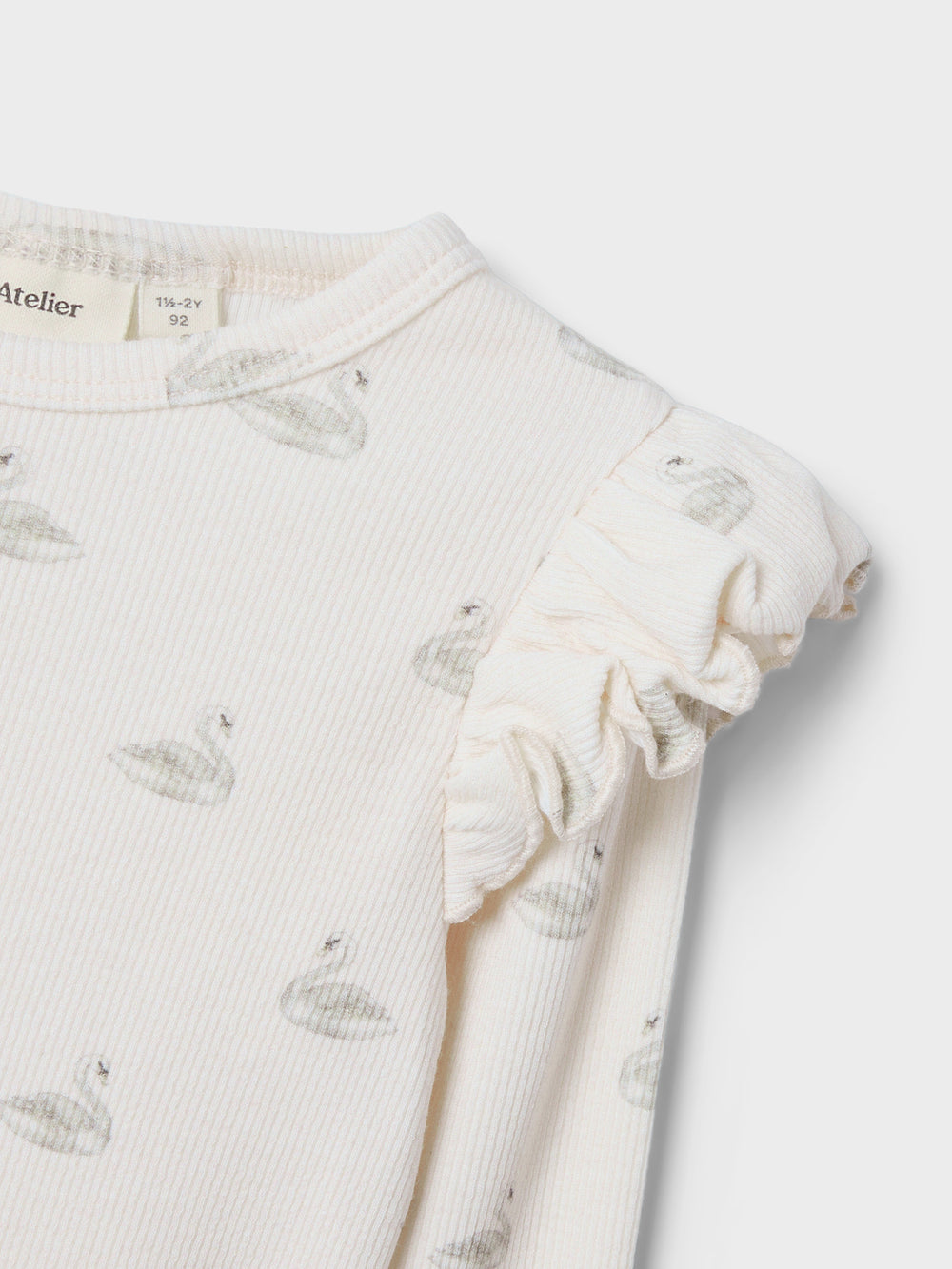 Lil' Atelier Mini GAVO EKO LS SLIM TOP NOOS - Pastel Parchment | SWAN - Torgunns Barneklær AS