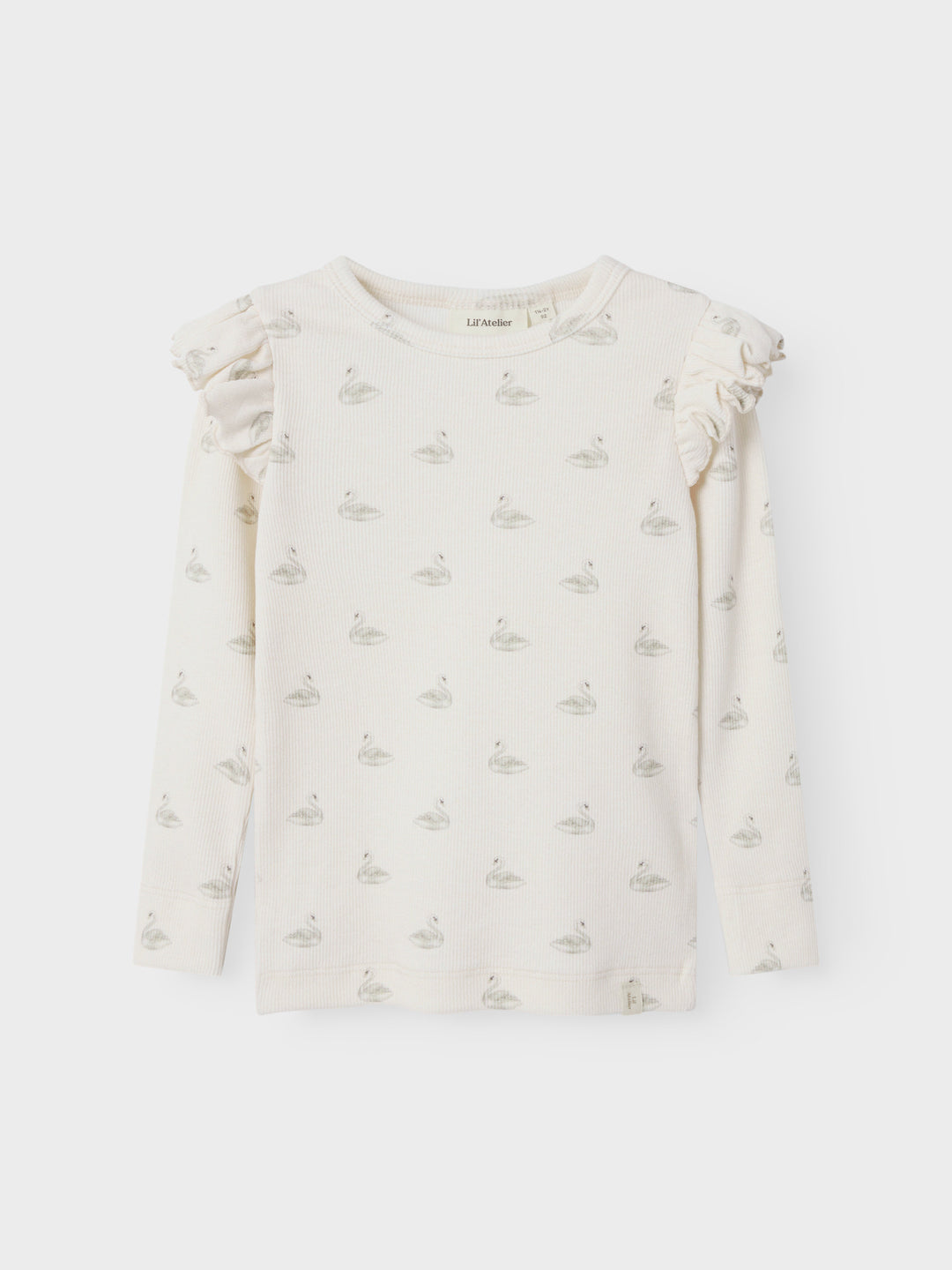 Lil' Atelier Mini GAVO EKO LS SLIM TOP NOOS - Pastel Parchment | SWAN - Torgunns Barneklær AS