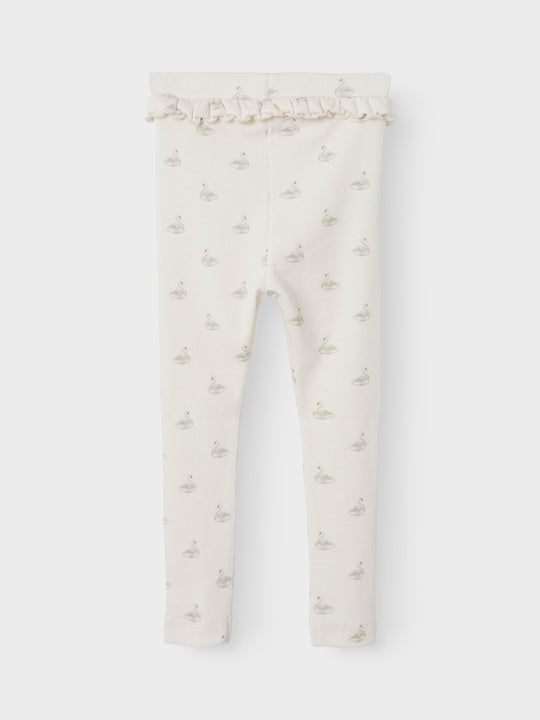 Lil' Atelier Mini GAVO EFI SLIM LEGGING NOOS - Pastel Parchment | SWAN - Torgunns Barneklær AS