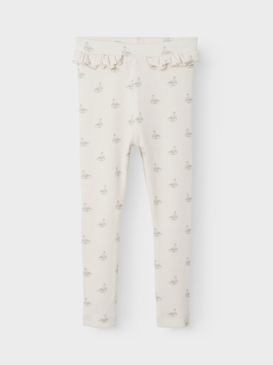 Lil' Atelier Mini GAVO EFI SLIM LEGGING NOOS - Pastel Parchment | SWAN - Torgunns Barneklær AS