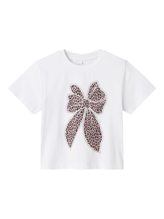 name it mini LEOANJA SS NREG TOP - Bright White - Torgunns Barneklær AS