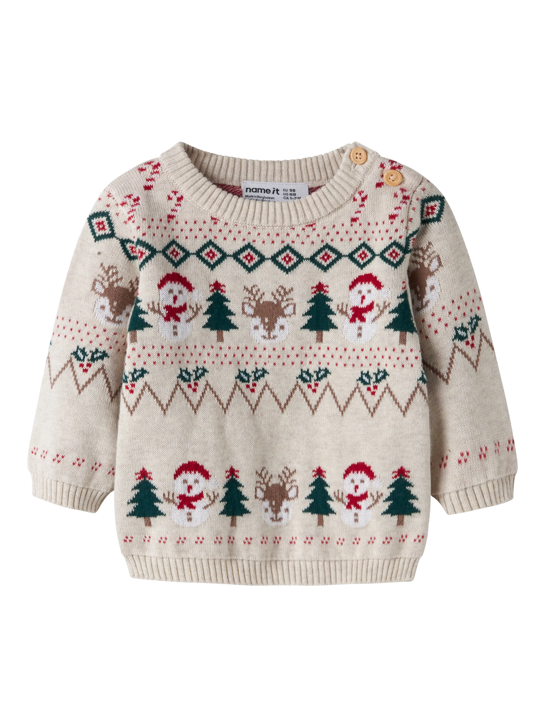 name it baby RALKO strikkegenser - Peyote Melange | Snømann