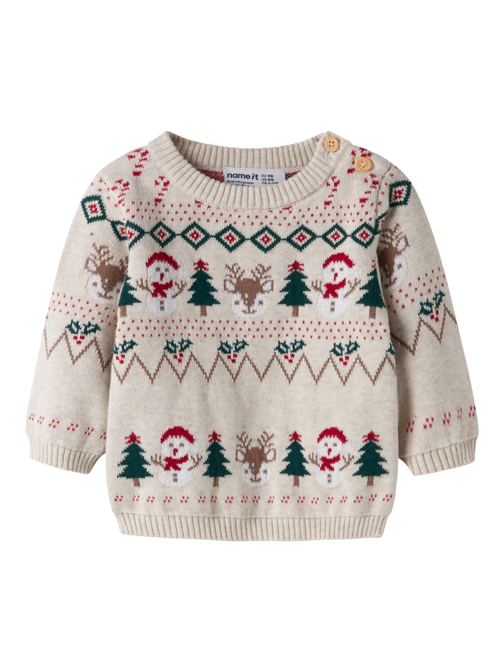 name it baby RALKO strikkegenser - Peyote Melange | Snømann