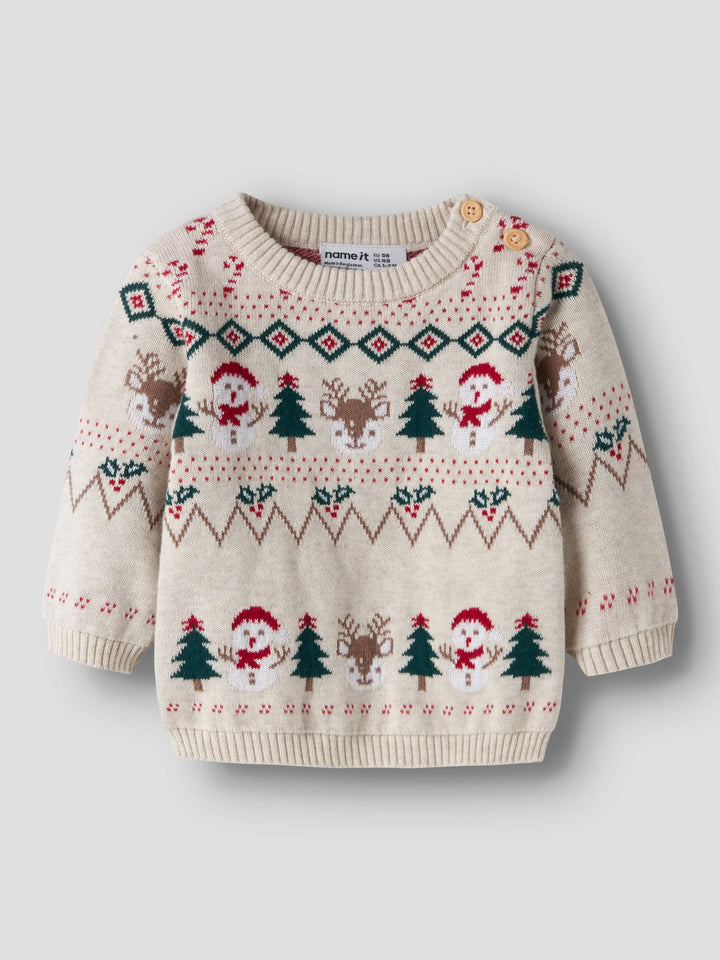 name it baby RALKO strikkegenser - Peyote Melange | Snømann