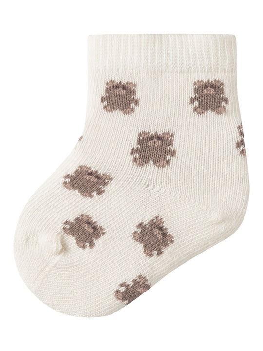 Lil' Atelier BABY ROSSA DIR SOCK - Turtledove | Teddybear - Torgunns Barneklær AS