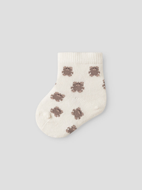 Lil' Atelier BABY ROSSA DIR SOCK - Turtledove | Teddybear - Torgunns Barneklær AS
