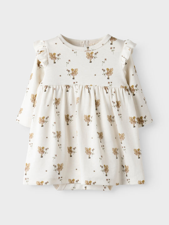 Lil' Atelier Baby LAYO ENK LS BODY DRESS - Coconut Milk | FAIRY - Torgunns Barneklær AS