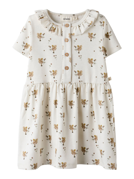 Lil' Atelier Mini LAYO LOA SS DRESS - Coconut Milk | FAIRY - Torgunns Barneklær AS