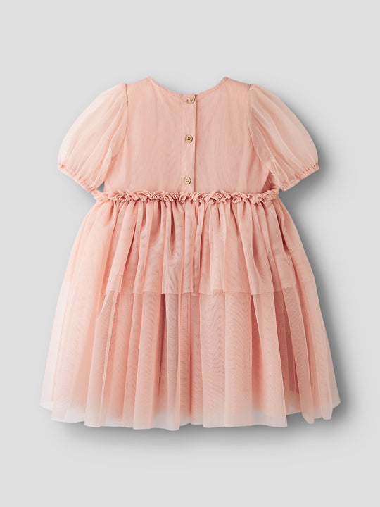 Lil' Atelier Mini LIBERTY SS TULLE DRESS - Misty Rose - Torgunns Barneklær AS