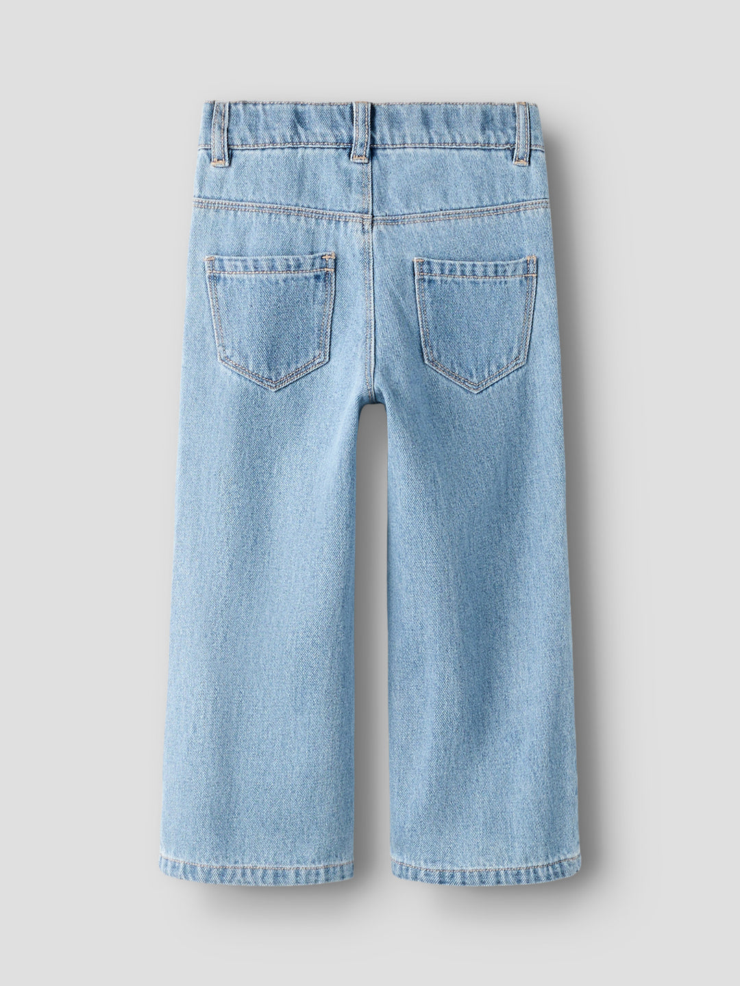 name it mini ROSE WIDE EMB JEANS - Light Blue Denim - Torgunns Barneklær AS