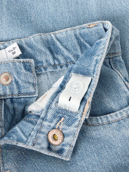 name it mini ROSE WIDE EMB JEANS - Light Blue Denim - Torgunns Barneklær AS
