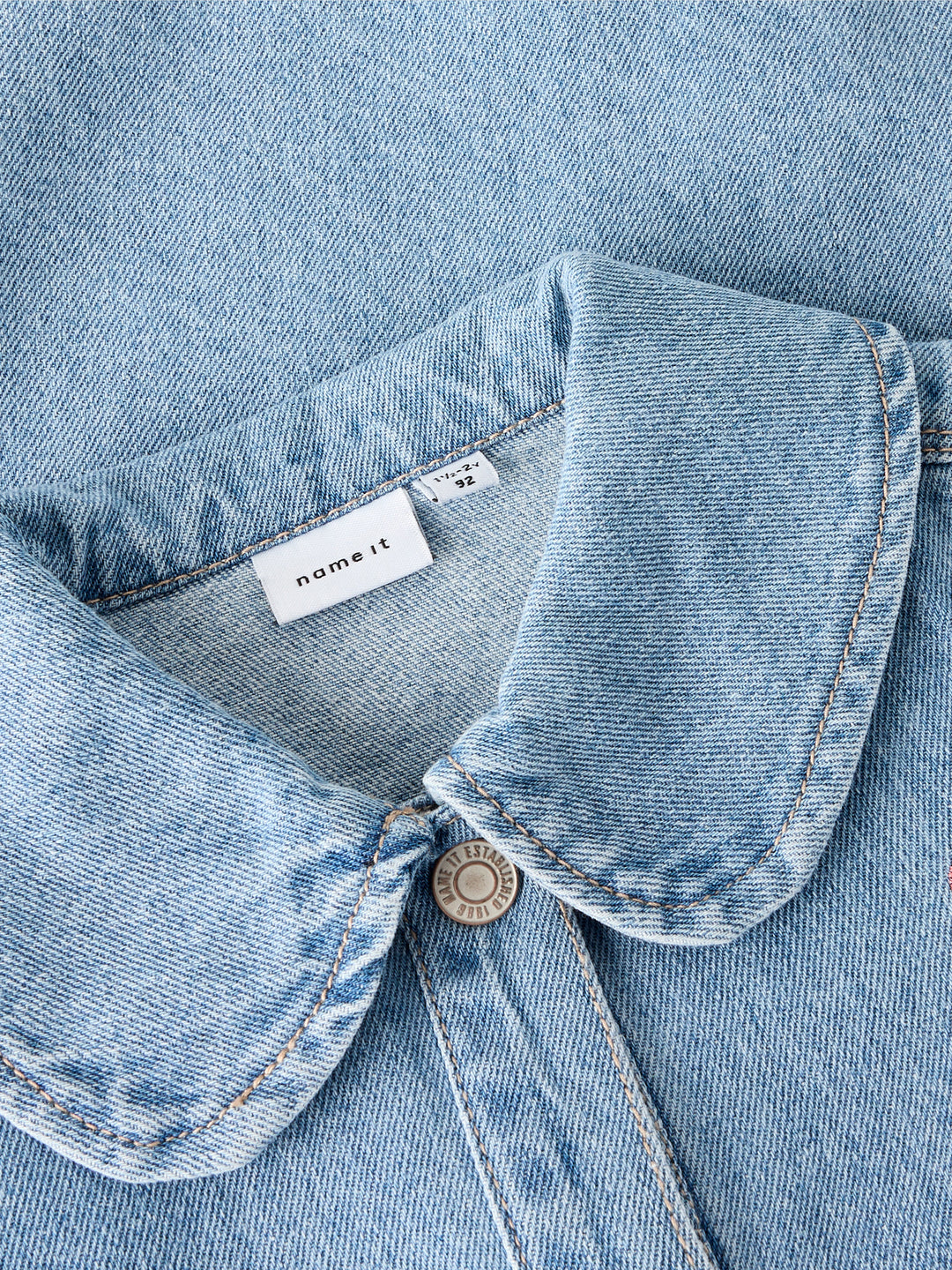 name it mini LILI EMB DENIM DRESS - Light Blue Denim - Torgunns Barneklær AS