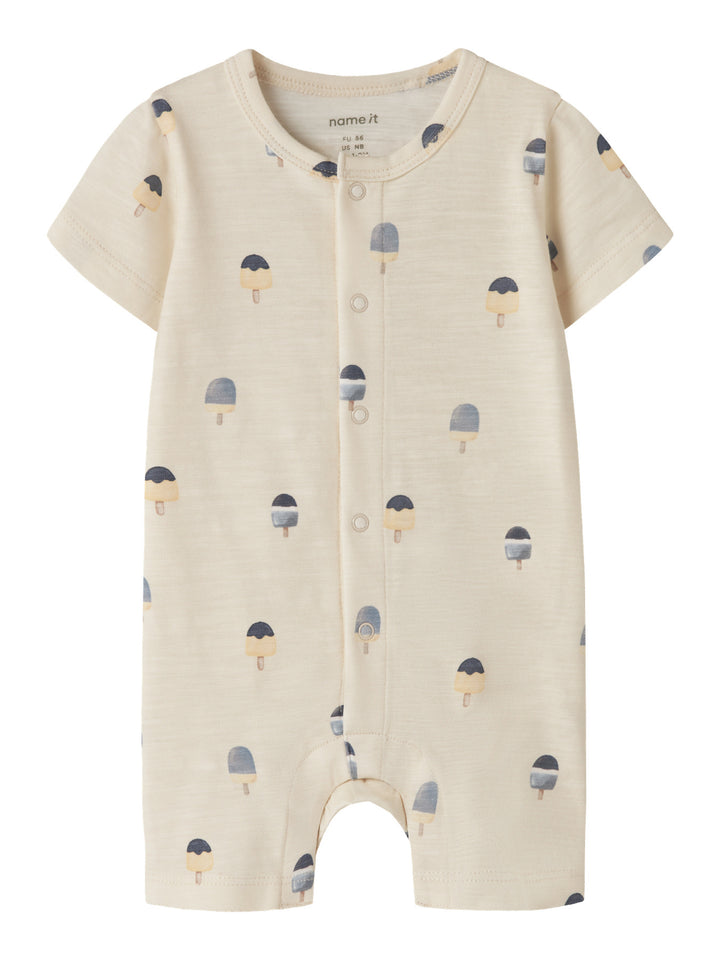 name it baby JEROME SS SUNSUIT - Almond Milk