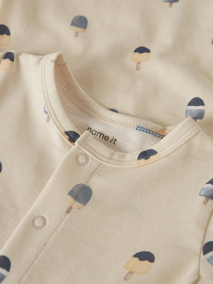 name it baby JEROME SS SUNSUIT - Almond Milk
