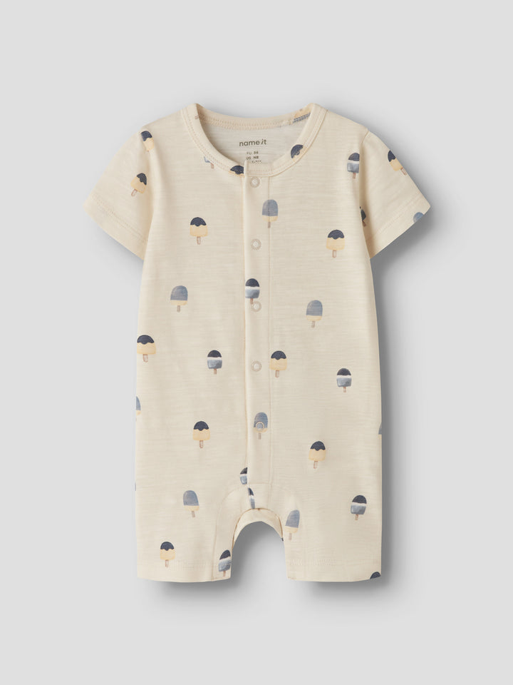 name it baby JEROME SS SUNSUIT - Almond Milk
