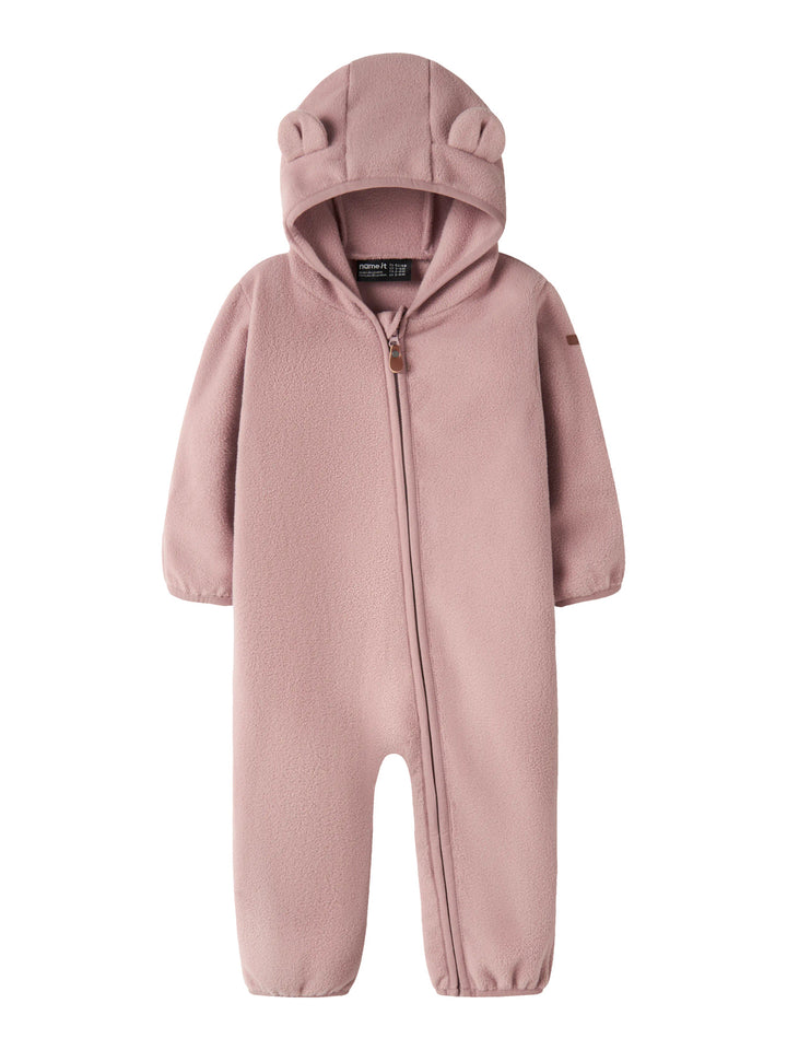 name it baby MEEKO FLEECE SUIT MELANGE NOOS - Woodrose