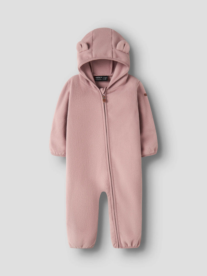 name it baby MEEKO FLEECE SUIT MELANGE NOOS - Woodrose