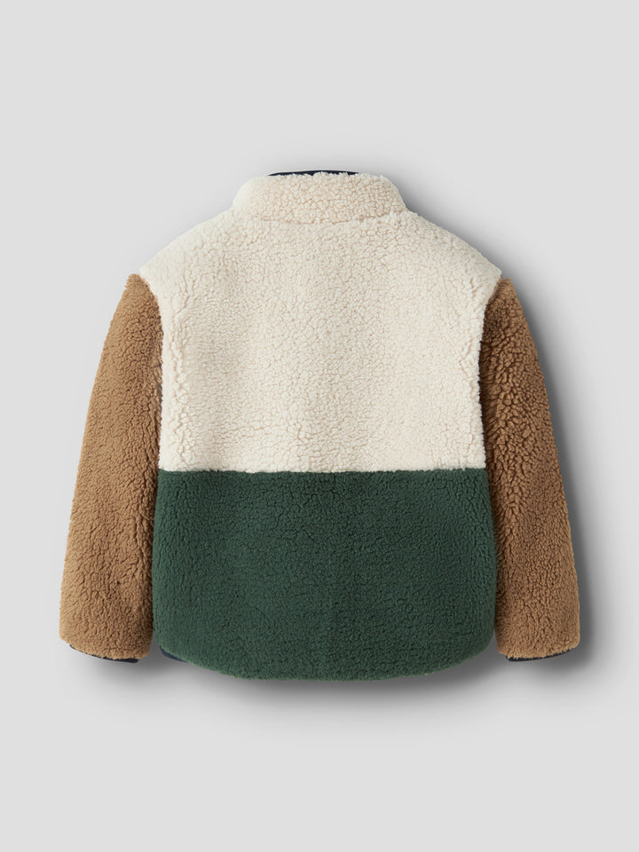 name it mini MACEY TEDDY JACKET BLOCK NOOS - Jungle Green