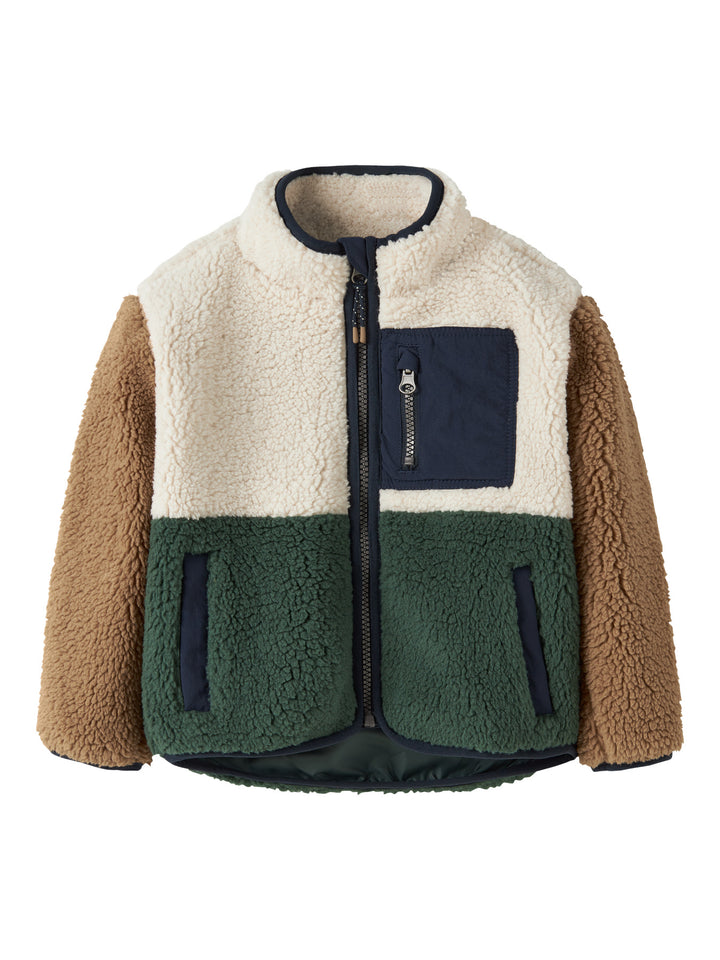 name it mini MACEY TEDDY JACKET BLOCK NOOS - Jungle Green