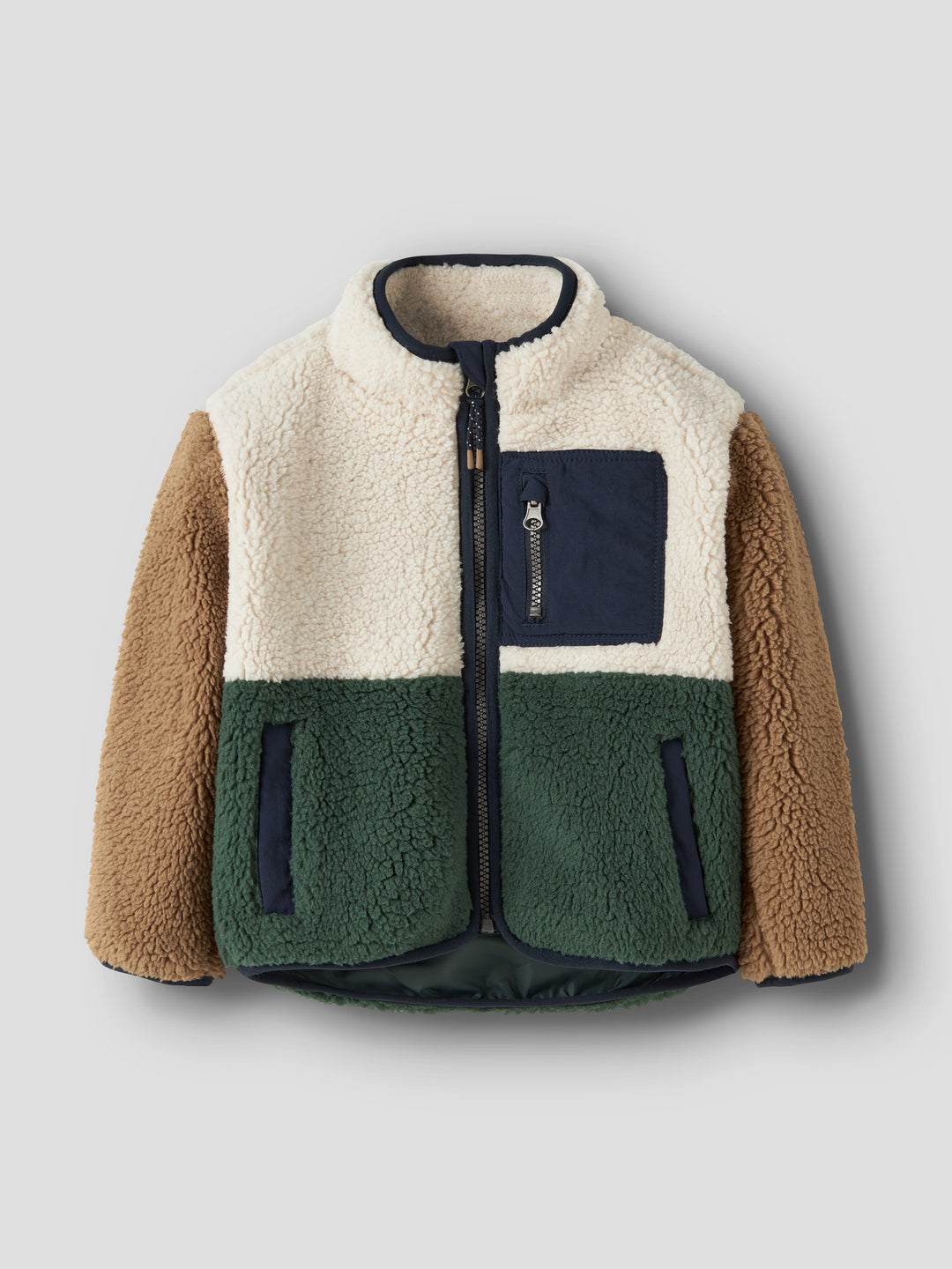 name it mini MACEY TEDDY JACKET BLOCK NOOS - Jungle Green