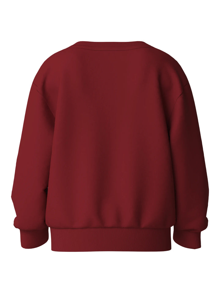 name it mini VERTRUD Genser - Red Dahlia | Reindeer Bow