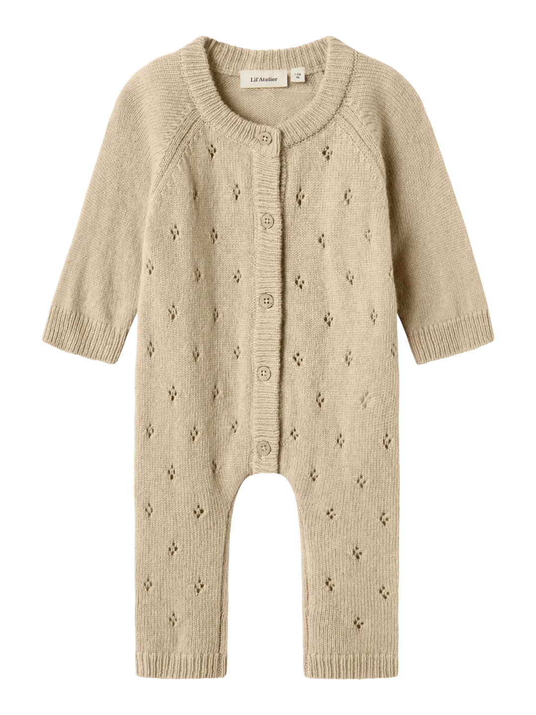 Lil' Atelier Baby WOOL NALIO KNIT SUIT - Safari Melange - Torgunns Barneklær AS