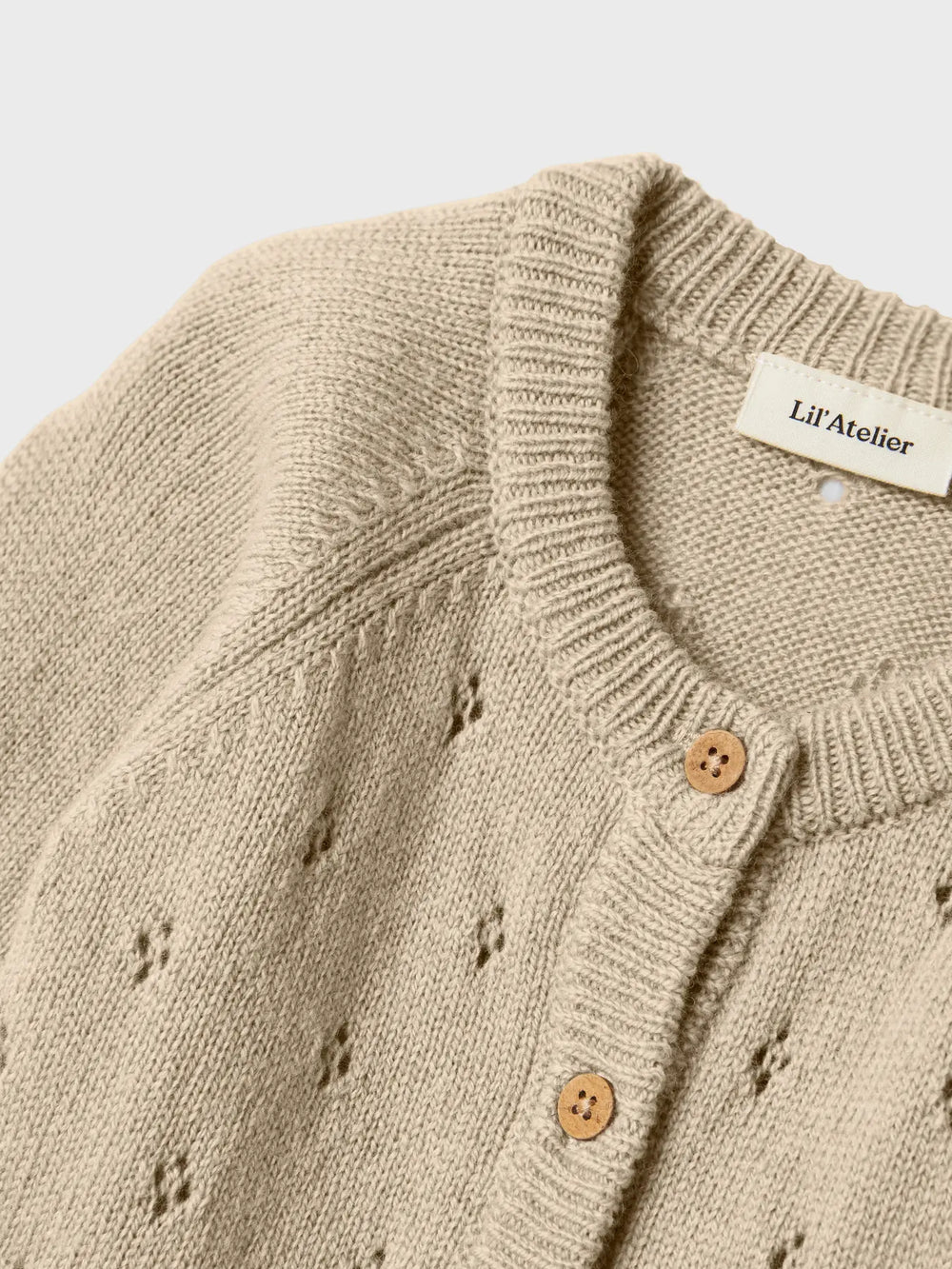 Lil' Atelier Baby WOOL NALIO KNIT SUIT - Safari Melange - Torgunns Barneklær AS