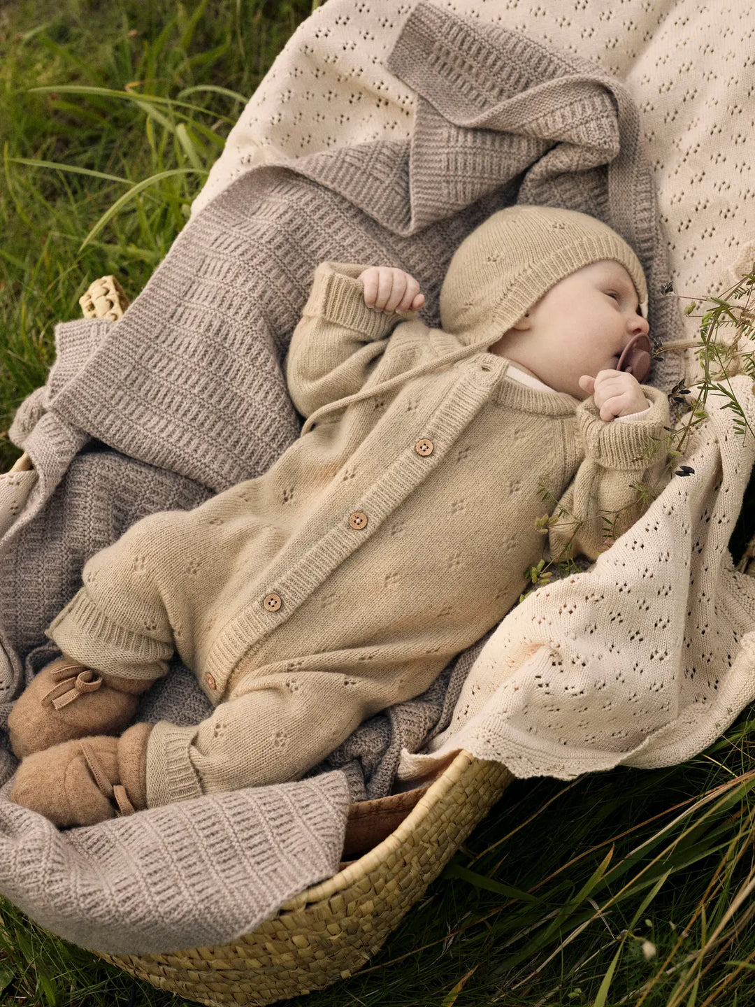 Lil' Atelier Baby WOOL NALIO KNIT SUIT - Safari Melange - Torgunns Barneklær AS