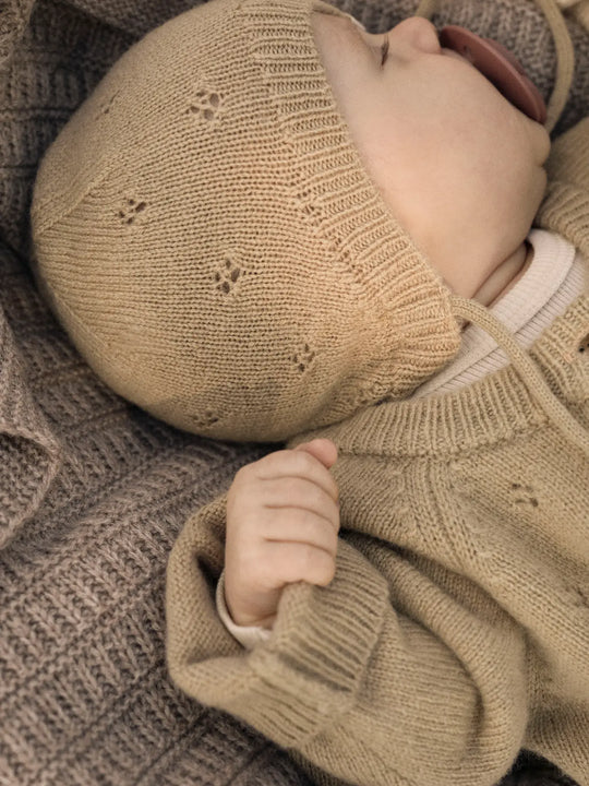 Lil' Atelier Baby WOOL NALIO KNIT SUIT - Safari Melange - Torgunns Barneklær AS