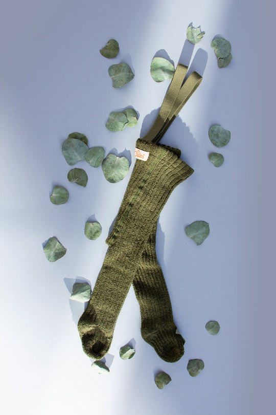 SillySilas® Granny teddy tights with braces Olive - Torgunns Barneklær AS