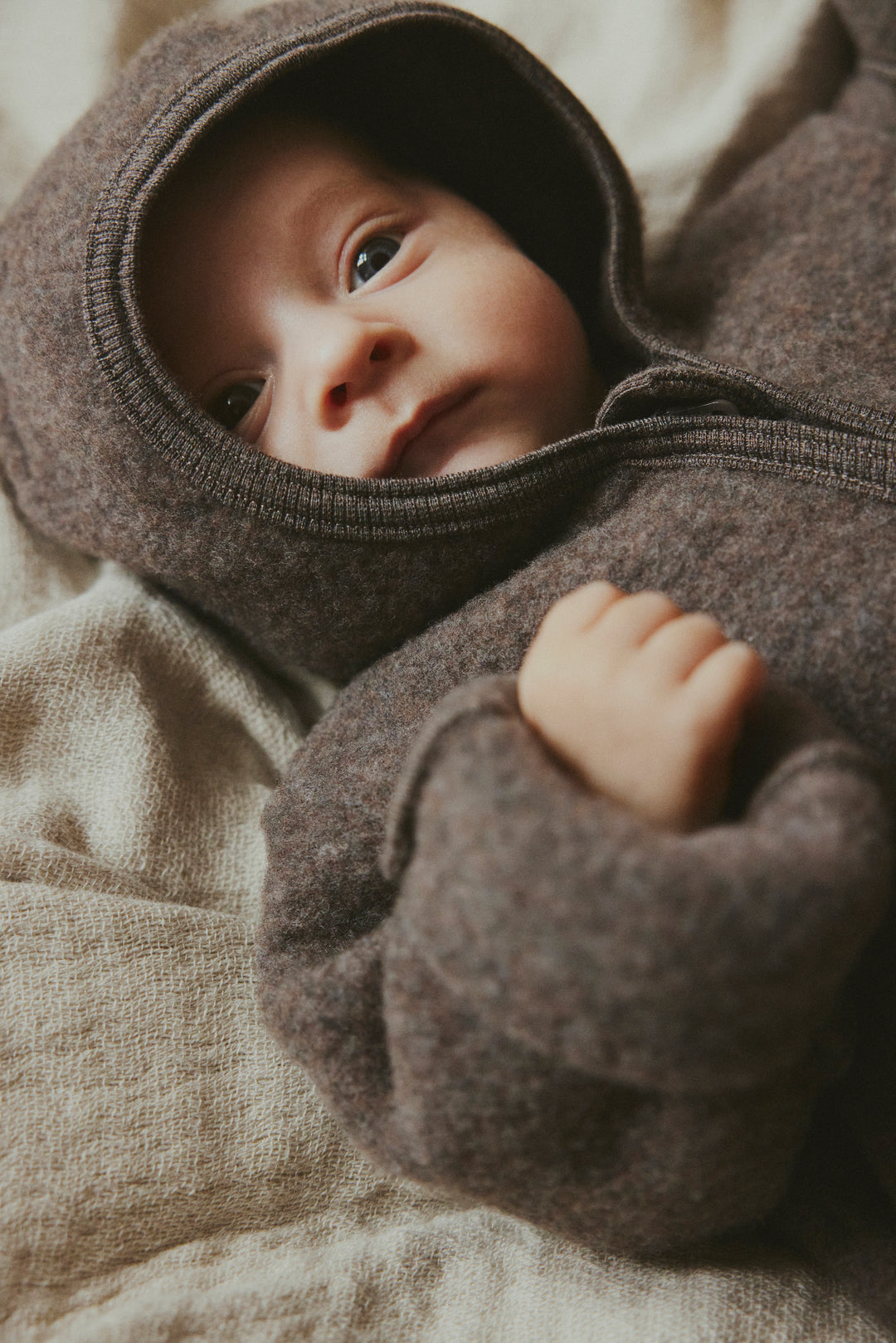 HUTTEliHUT | Jacket Ears Wool Fleece - Brown Melange