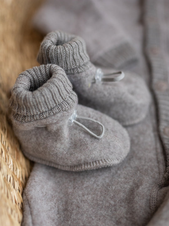 JOHA Ullfleece Sleeping booties - Sesame Melange - Torgunns Barneklær AS