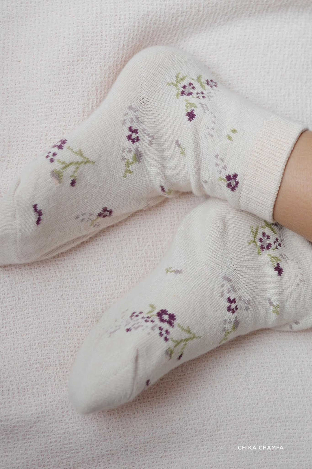 Jamie Kay | Jacquard Floral Sock - Lauren Floral Pink Tint - Torgunns Barneklær AS
