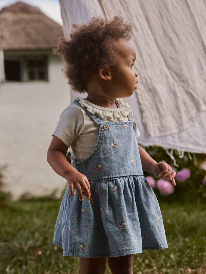 Lil Atelier Baby FUNDA DENIM smekkskjørt - Medium Blue Denim
