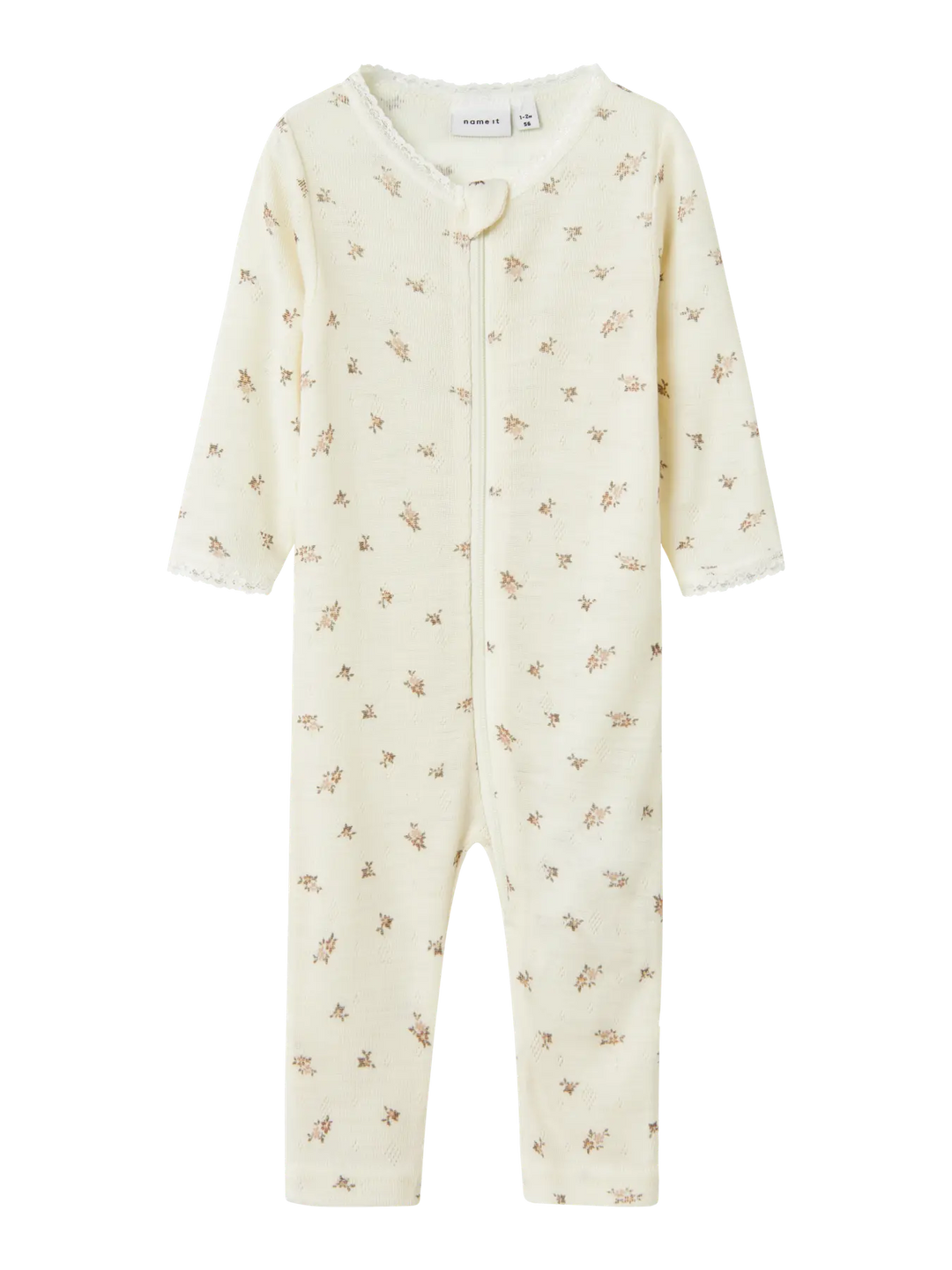 name it baby WANG WOOL NEEDLE NIGHTSUIT NOOS - Snow White | Small flowers - Torgunns Barneklær AS