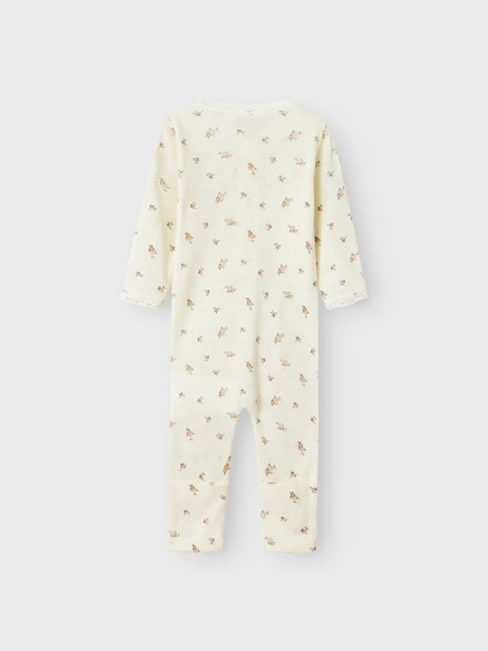 name it baby WANG WOOL NEEDLE NIGHTSUIT NOOS - Snow White | Small flowers - Torgunns Barneklær AS