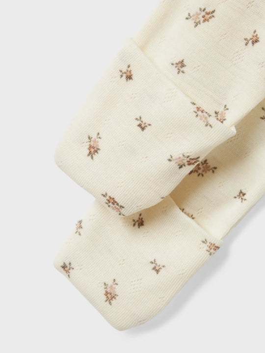 name it baby WANG WOOL NEEDLE NIGHTSUIT NOOS - Snow White | Small flowers - Torgunns Barneklær AS